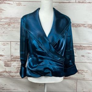 Cachet Formal Wrap Teal Blouse 16